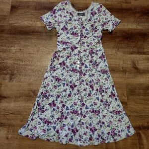 Vintage Tabby Of California Floral Button-Down Midi Dress